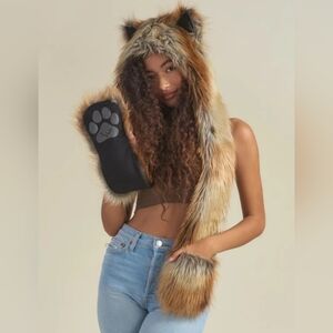 Spirithoods red fox hood hat faux fur
